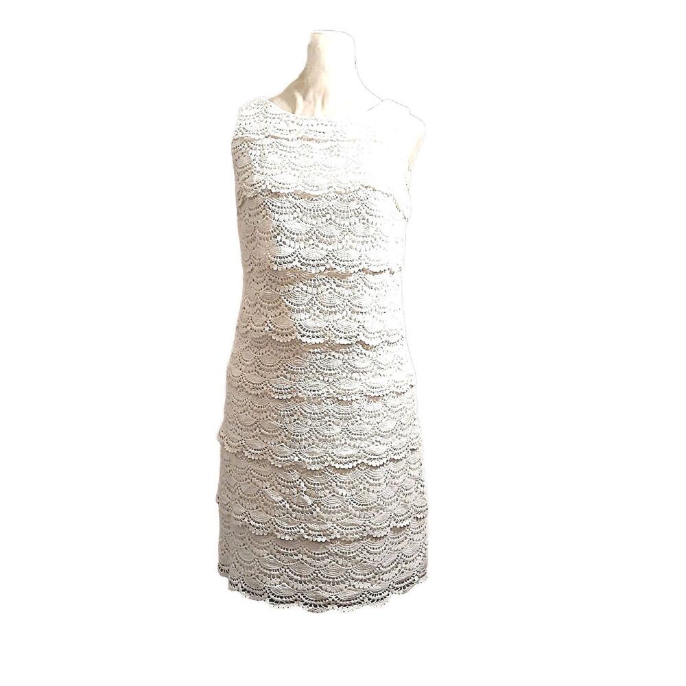 White House Black Market Lace Crochet Dress Sz 4 Wedding Party Prom Formal Glam